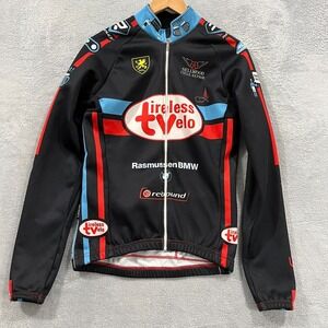 Verge Sport Cycling Jacket Mens‎ Small Pattern Full Zip Fleece BMW Pelta Racing